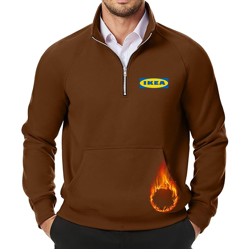 Men's IKEA JMIERR  Quarter Zip Pullover Heavy Sweatshirts Warm Fleece Sweatshirt Polo