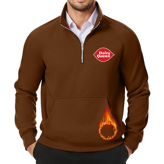 Men's Dairy Queen JMIERR  Quarter Zip Pullover Heavy Sweatshirts Warm Fleece Sweatshirt Polo