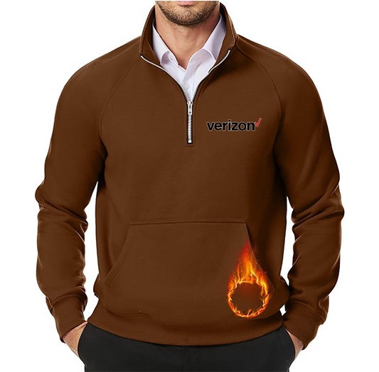 Men's Verizon JMIERR  Quarter Zip Pullover Heavy Sweatshirts Warm Fleece Sweatshirt Polo