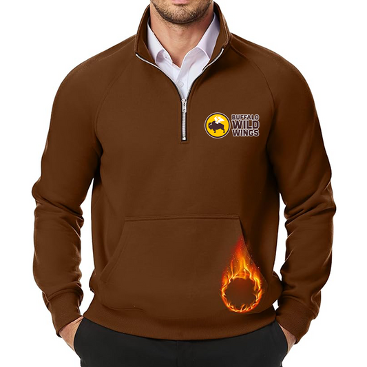 Men's Buffalo Wild Wings JMIERR  Quarter Zip Pullover Heavy Sweatshirts Warm Fleece Sweatshirt Polo