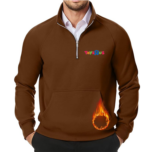 Men's Toys R Us JMIERR  Quarter Zip Pullover Heavy Sweatshirts Warm Fleece Sweatshirt Polo