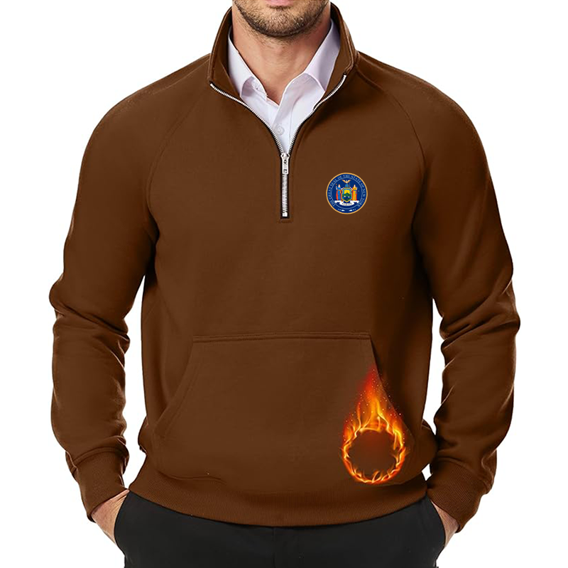 Men's New York  JMIERR  Quarter Zip Pullover Heavy Sweatshirts Warm Fleece Sweatshirt Polo