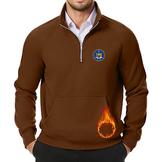 Men's New York  JMIERR  Quarter Zip Pullover Heavy Sweatshirts Warm Fleece Sweatshirt Polo