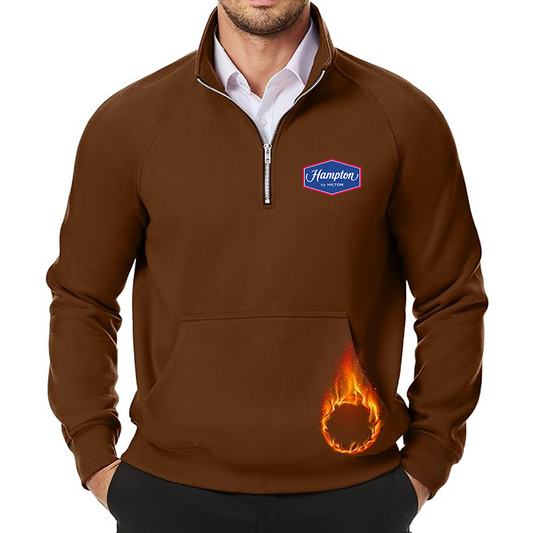 Men's Hampton JMIERR  Quarter Zip Pullover Heavy Sweatshirts Warm Fleece Sweatshirt Polo