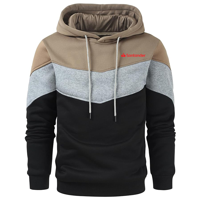 Men's Santander  Gesean Novelty Color Block Pullover Fleece Hoodie Long Sleeve Casual Sweatshirt with Pocket