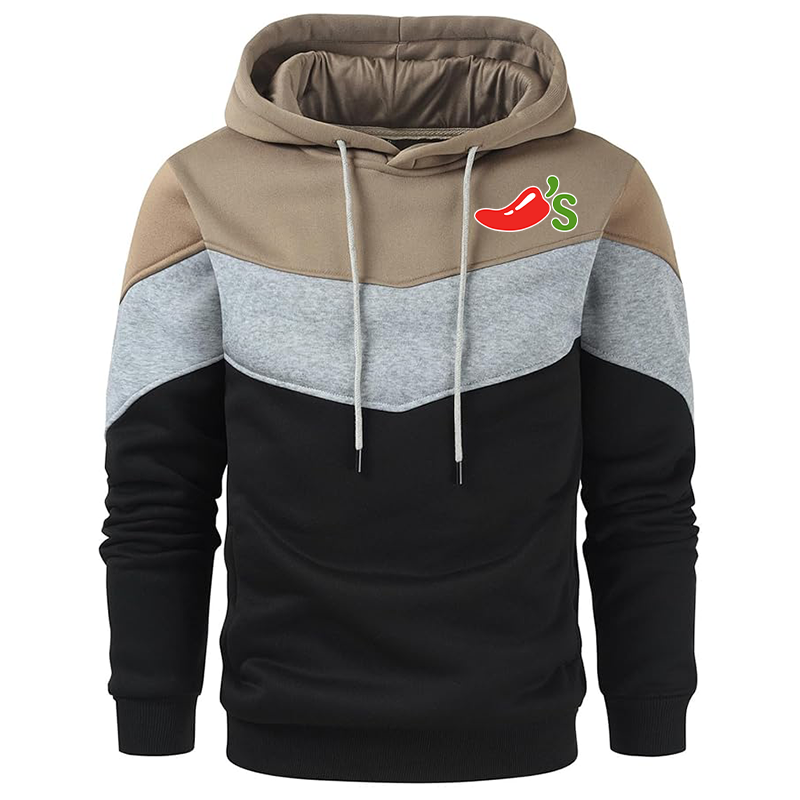 Men's Chilis Gesean Novelty Color Block Pullover Fleece Hoodie Long Sleeve Casual Sweatshirt with Pocket