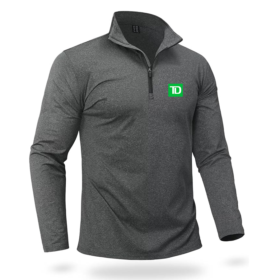 Men's TD Bank Quarter Zip Pullover Premium Fleece Lined Heather Long Sleeve Golf Shirts Midweight 1/4 Half Zip Sweatshirts