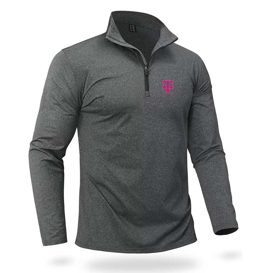 Men's T-Mobile Quarter Zip Pullover Premium Fleece Lined Heather Long Sleeve Golf Shirts Midweight 1/4 Half Zip Sweatshirts