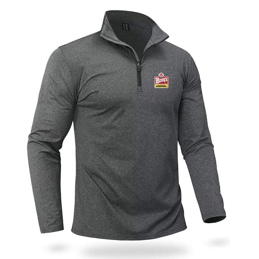 Men's Wendy's  Quarter Zip Pullover Premium Fleece Lined Heather Long Sleeve Golf Shirts Midweight 1/4 Half Zip Sweatshirts