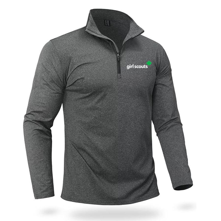 Men's Girl Scouts Quarter Zip Pullover Premium Fleece Lined Heather Long Sleeve Golf Shirts Midweight 1/4 Half Zip Sweatshirts