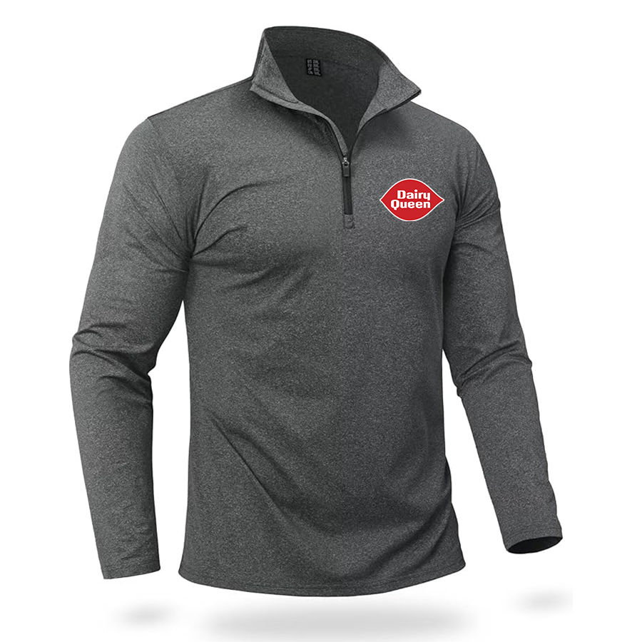 Men's Dairy Queen Quarter Zip Pullover Premium Fleece Lined Heather Long Sleeve Golf Shirts Midweight 1/4 Half Zip Sweatshirts