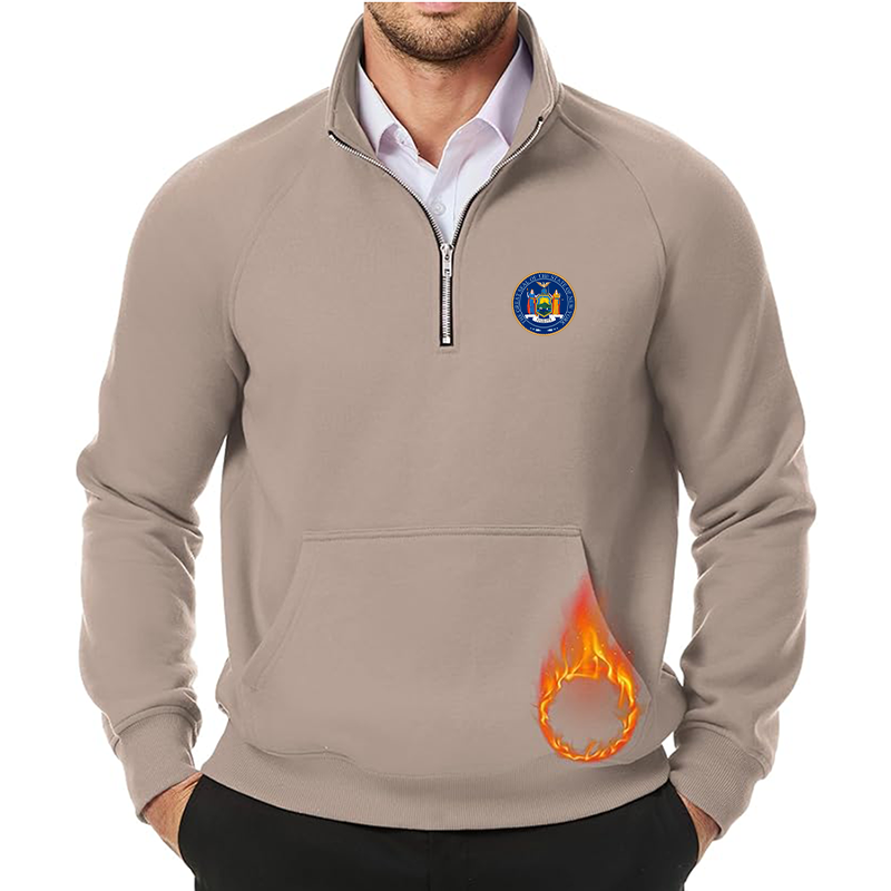 Men's New York  JMIERR  Quarter Zip Pullover Heavy Sweatshirts Warm Fleece Sweatshirt Polo