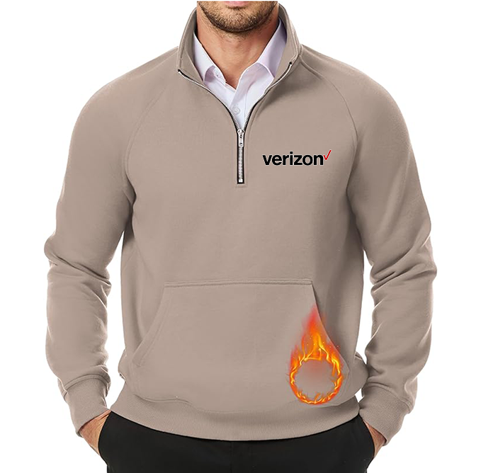 Men's Verizon JMIERR  Quarter Zip Pullover Heavy Sweatshirts Warm Fleece Sweatshirt Polo