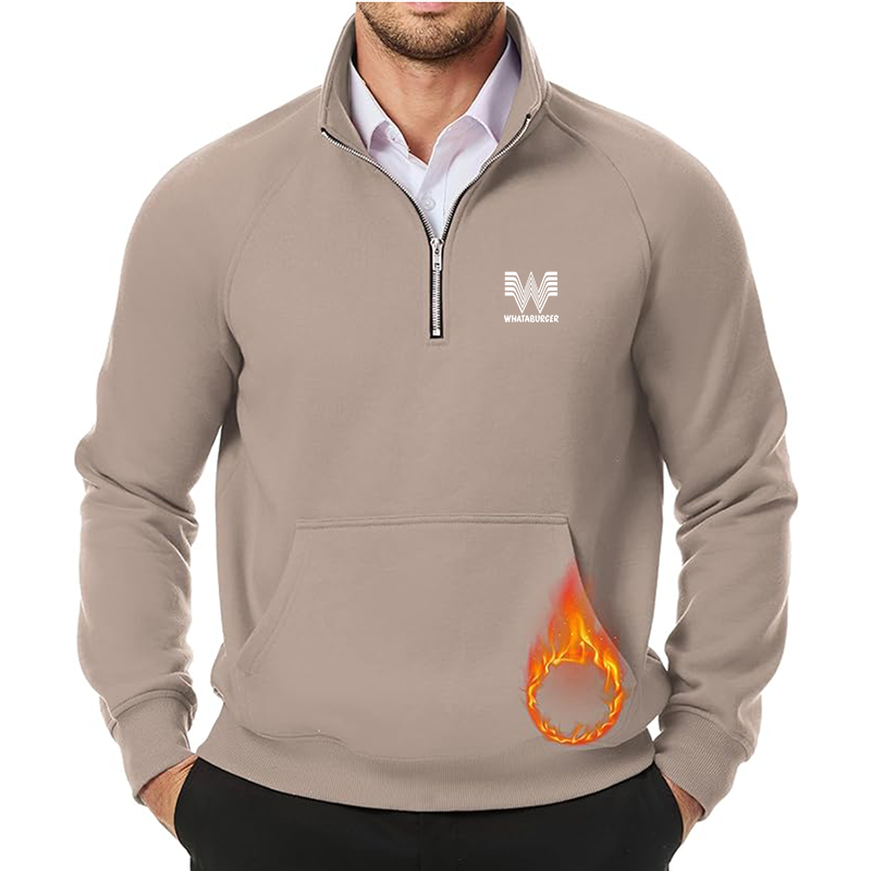 Men's What A Burger JMIERR  Quarter Zip Pullover Heavy Sweatshirts Warm Fleece Sweatshirt Polo