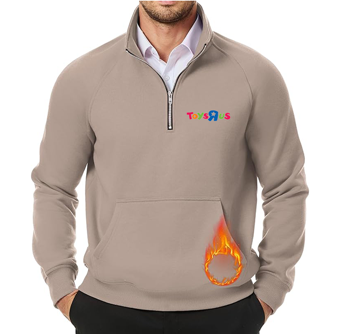 Men's Toys R Us JMIERR  Quarter Zip Pullover Heavy Sweatshirts Warm Fleece Sweatshirt Polo