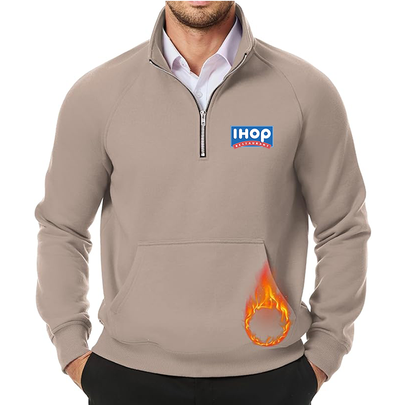 Men's ihop JMIERR  Quarter Zip Pullover Heavy Sweatshirts Warm Fleece Sweatshirt Polo