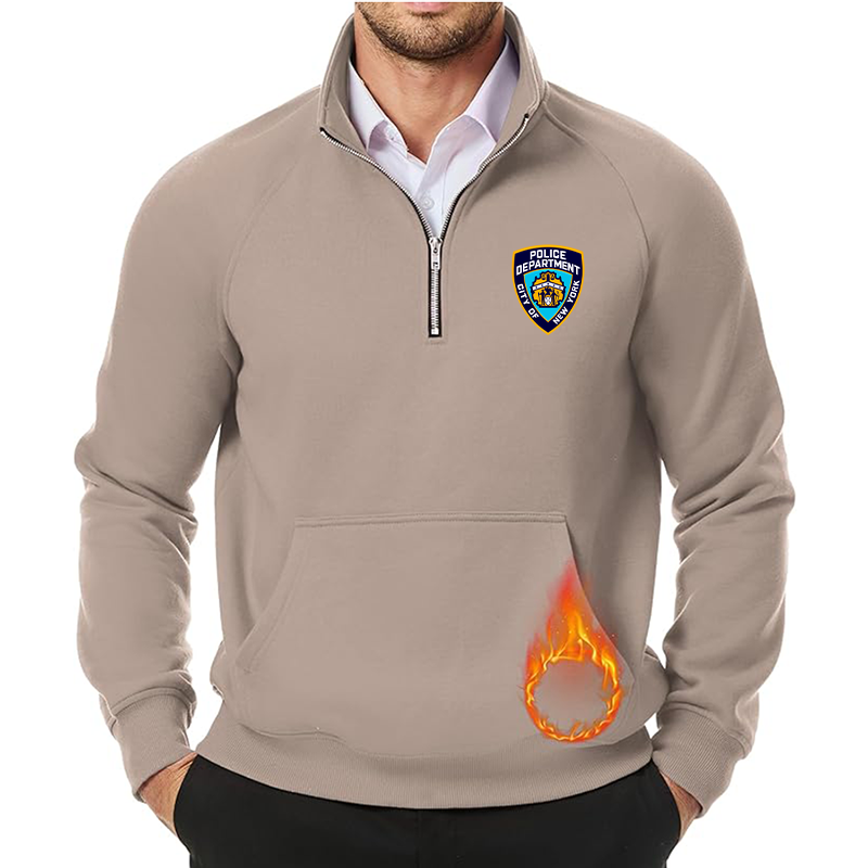Men's NYPD JMIERR  Quarter Zip Pullover Heavy Sweatshirts Warm Fleece Sweatshirt Polo