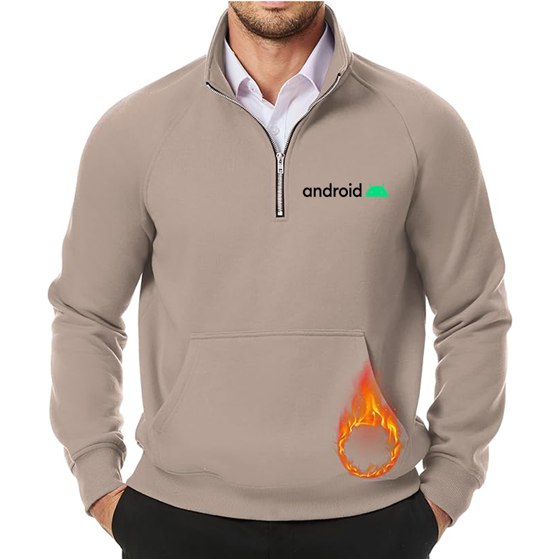 Men's Android  JMIERR  Quarter Zip Pullover Heavy Sweatshirts Warm Fleece Sweatshirt Polo