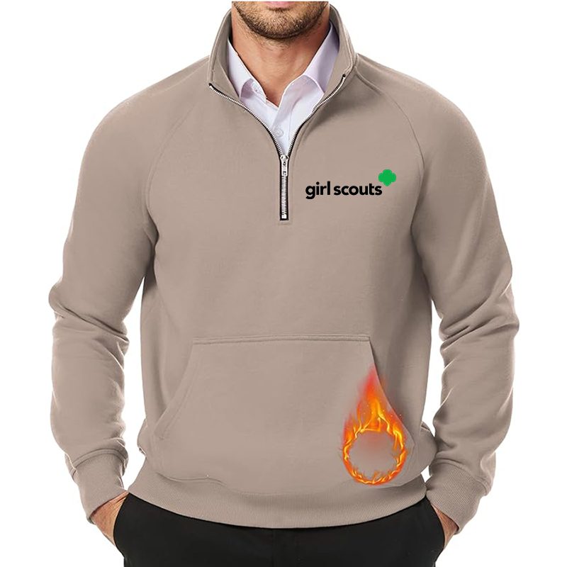 Men's Girl Scouts JMIERR  Quarter Zip Pullover Heavy Sweatshirts Warm Fleece Sweatshirt Polo
