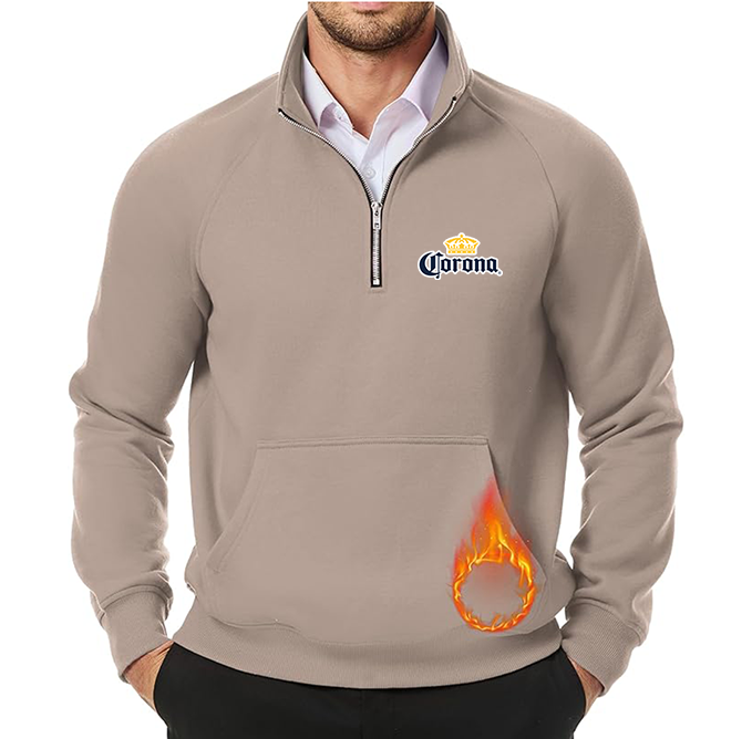 Men's Corona JMIERR  Quarter Zip Pullover Heavy Sweatshirts Warm Fleece Sweatshirt Polo