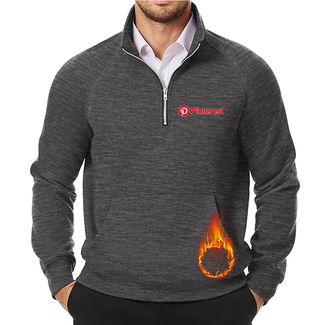 Men's Pinterest JMIERR  Quarter Zip Pullover Heavy Sweatshirts Warm Fleece Sweatshirt Polo