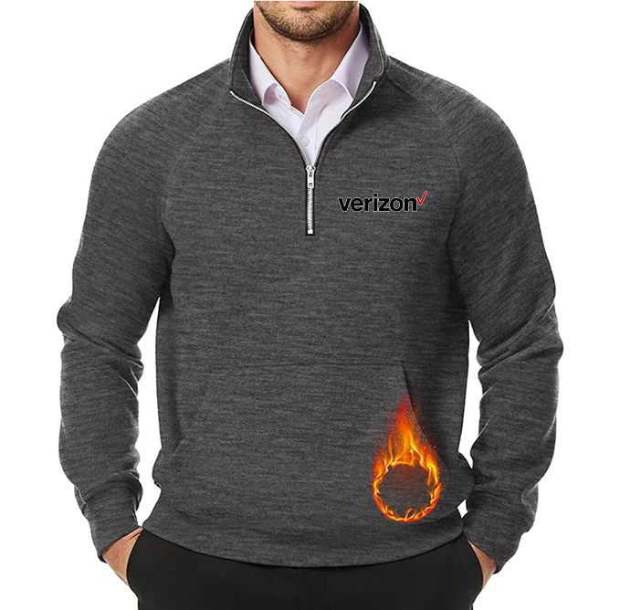 Men's Verizon JMIERR  Quarter Zip Pullover Heavy Sweatshirts Warm Fleece Sweatshirt Polo