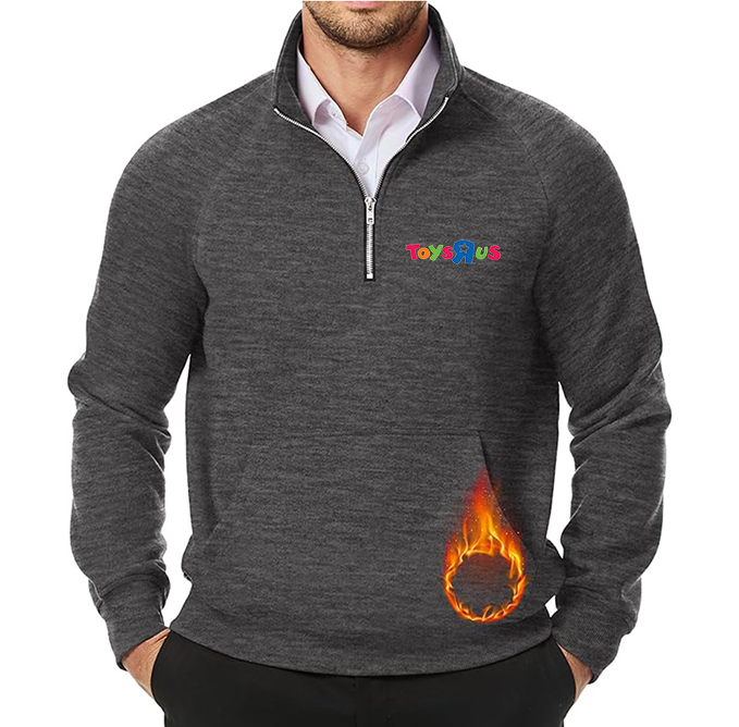 Men's Toys R Us JMIERR  Quarter Zip Pullover Heavy Sweatshirts Warm Fleece Sweatshirt Polo