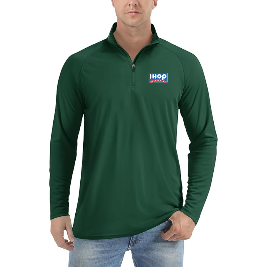 Men's ihop Lightweight Quarter-Zip Athletic Shirt Long Sleeve Performance Wear