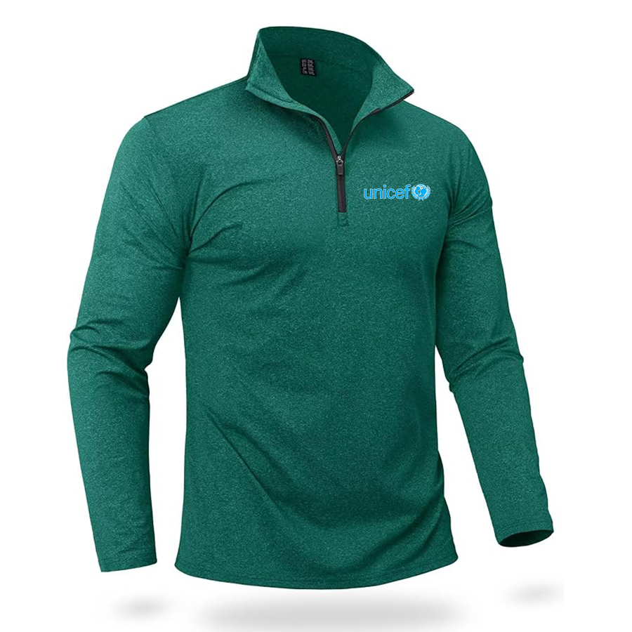 Men's UNICEF Quarter Zip Pullover Premium Fleece Lined Heather Long Sleeve Golf Shirts Midweight 1/4 Half Zip Sweatshirts