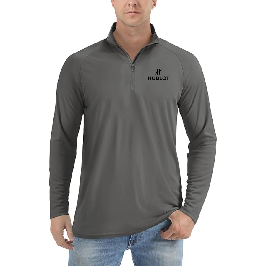 Men's Hublot Lightweight Quarter-Zip Athletic Shirt Long Sleeve Performance Wear
