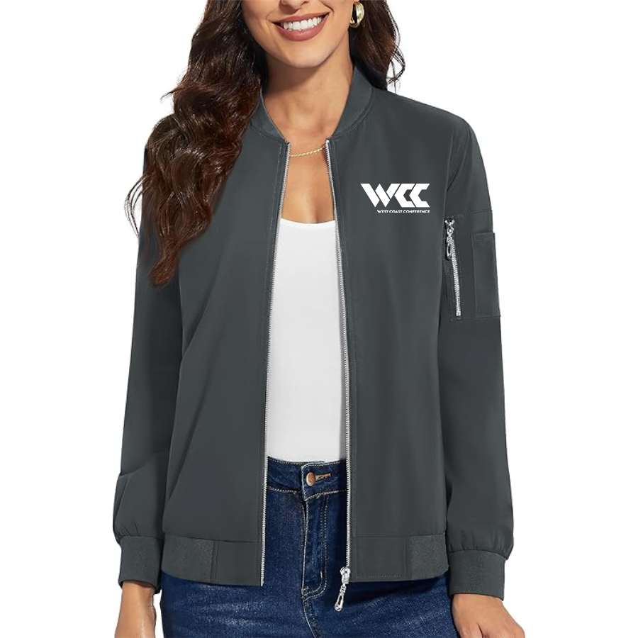 Women's West Coast Conference Premium Bomber Jacket with Polished Detailing and Functional Sleeve Pocket Modern Luxury Outerwear