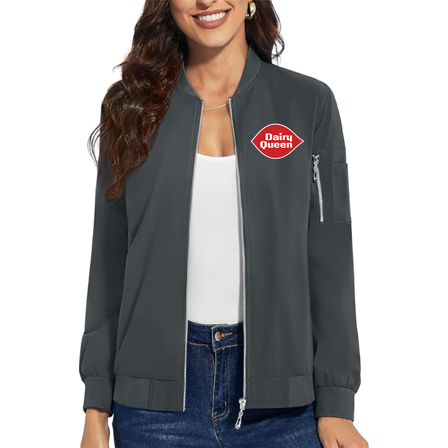 Women's Dairy Queen Premium Bomber Jacket with Polished Detailing and Functional Sleeve Pocket Modern Luxury Outerwear