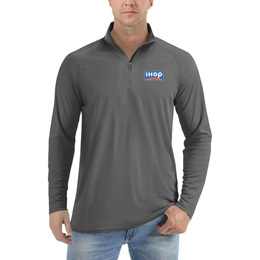 Men's ihop Lightweight Quarter-Zip Athletic Shirt Long Sleeve Performance Wear