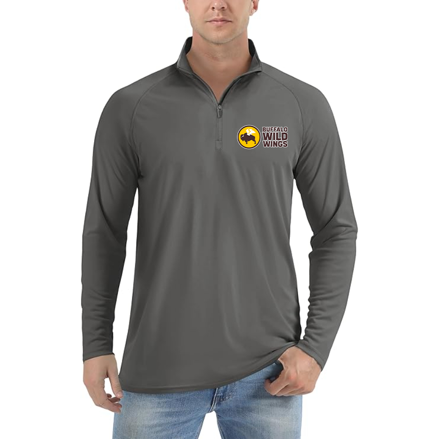 Men's Buffalo Wild Wings Lightweight Quarter-Zip Athletic Shirt Long Sleeve Performance Wear