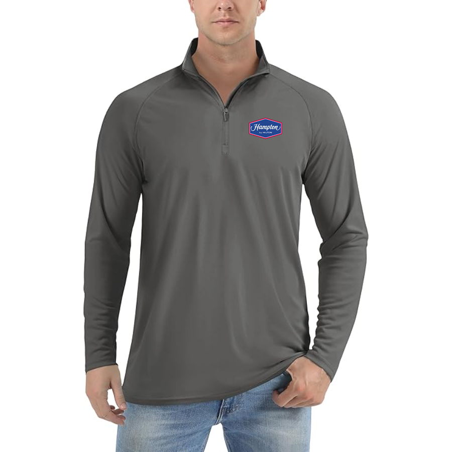 Men's Hampton Lightweight Quarter-Zip Athletic Shirt Long Sleeve Performance Wear
