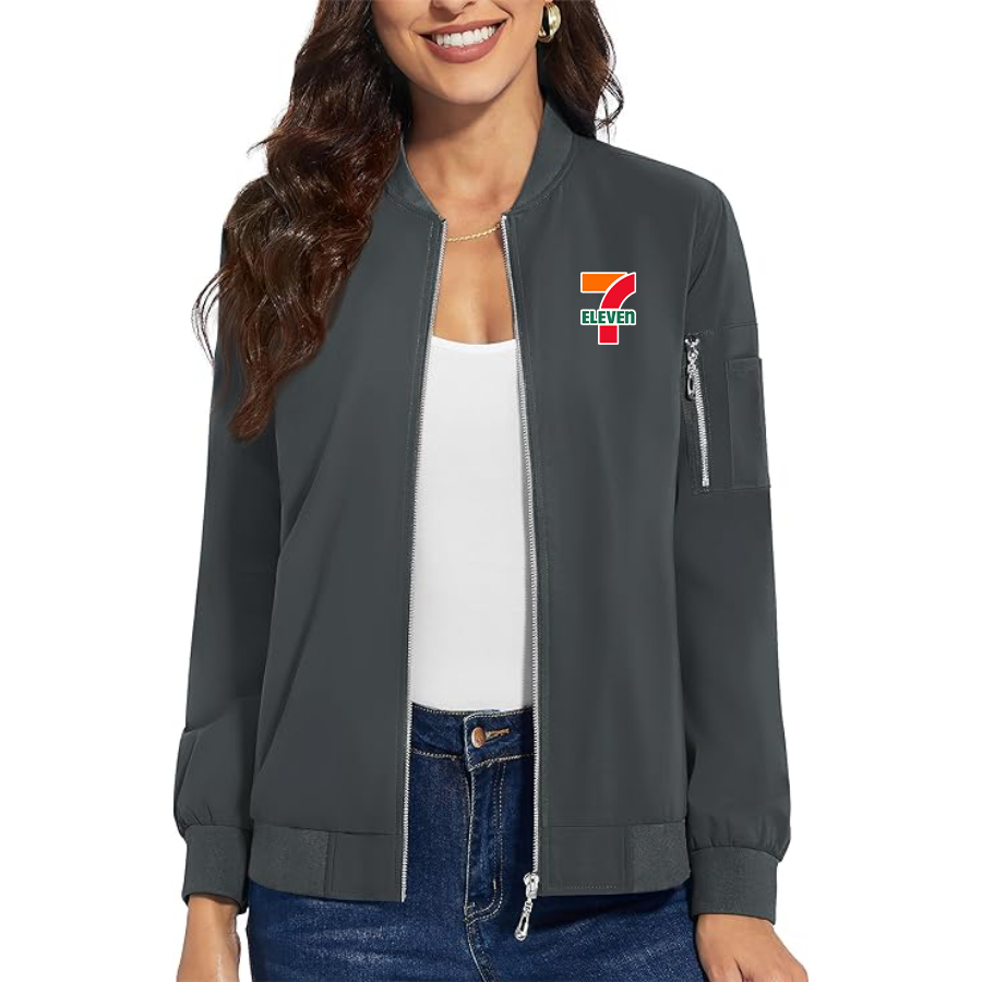 Women's  7-Eleven  Premium Bomber Jacket with Polished Detailing and Functional Sleeve Pocket Modern Luxury Outerwear