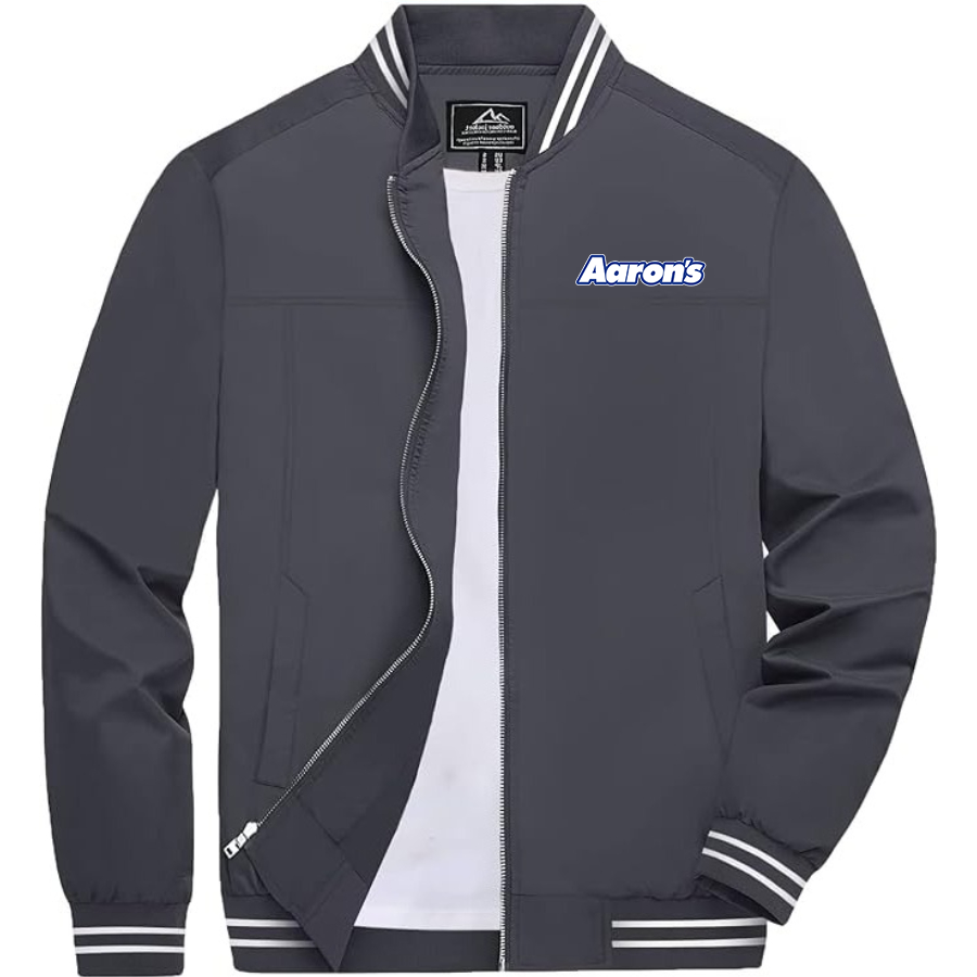Men's Aarons Lightweight Zip-Up Bomber Jacket with Ribbed Collar and Cuffs Versatile Casual Outerwear