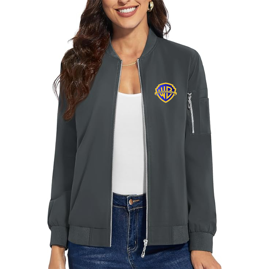 Women's  Warner Bros  Premium Bomber Jacket with Polished Detailing and Functional Sleeve Pocket Modern Luxury Outerwear