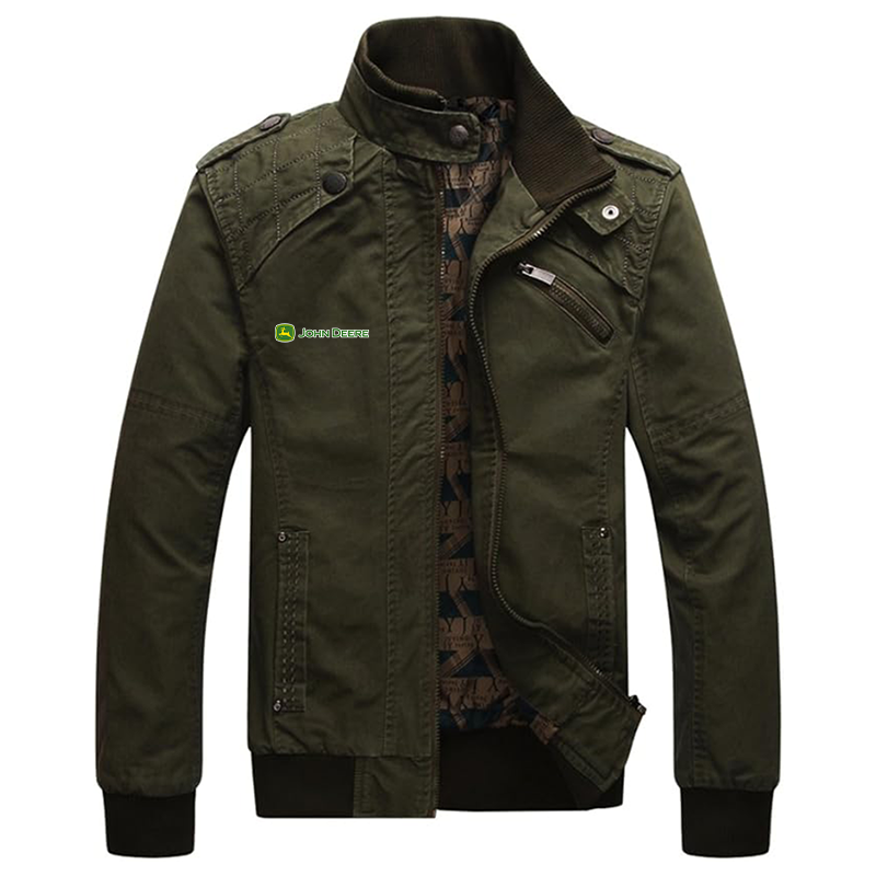 Men's John Deere Dwar Casual Washed Cotton Military Outdoor Jackets with Shoulder Straps