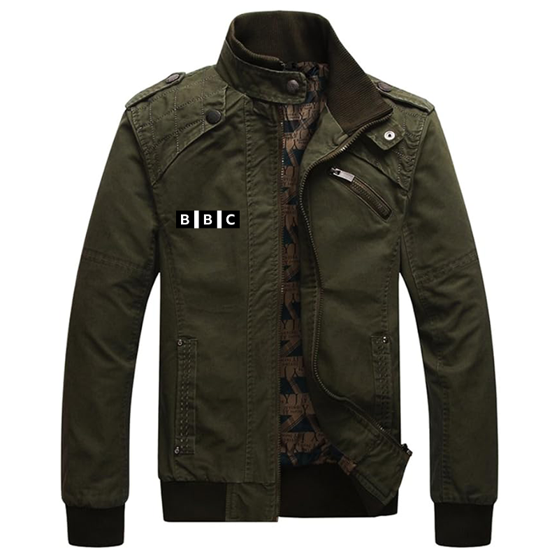 Men's BBC Dwar Casual Washed Cotton Military Outdoor Jackets with Shoulder Straps