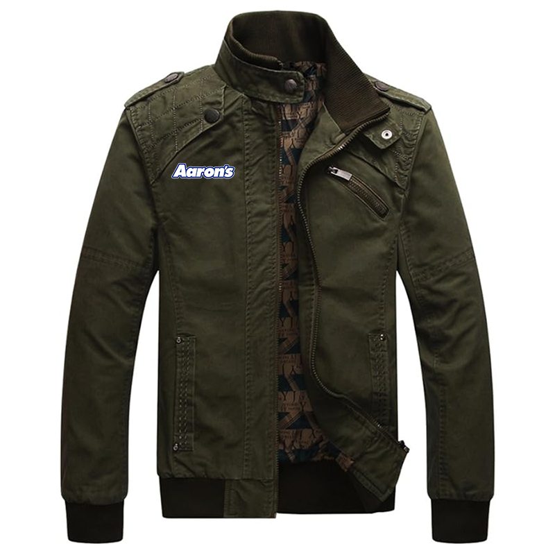 Men's Aarons Dwar Casual Washed Cotton Military Outdoor Jackets with Shoulder Straps