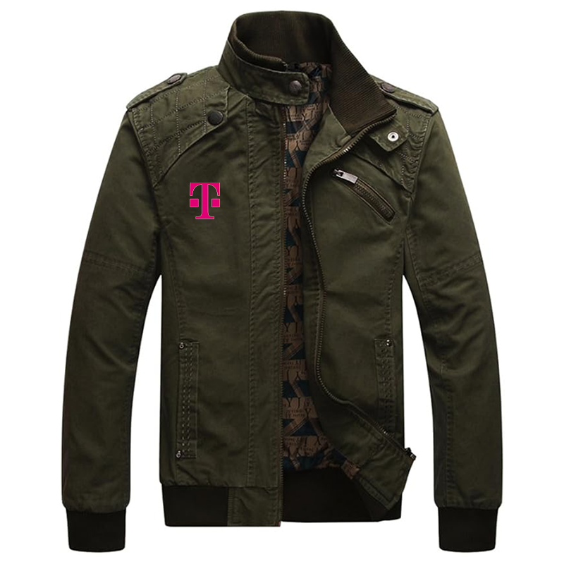 Men's T-Mobile Dwar Casual Washed Cotton Military Outdoor Jackets with Shoulder Straps