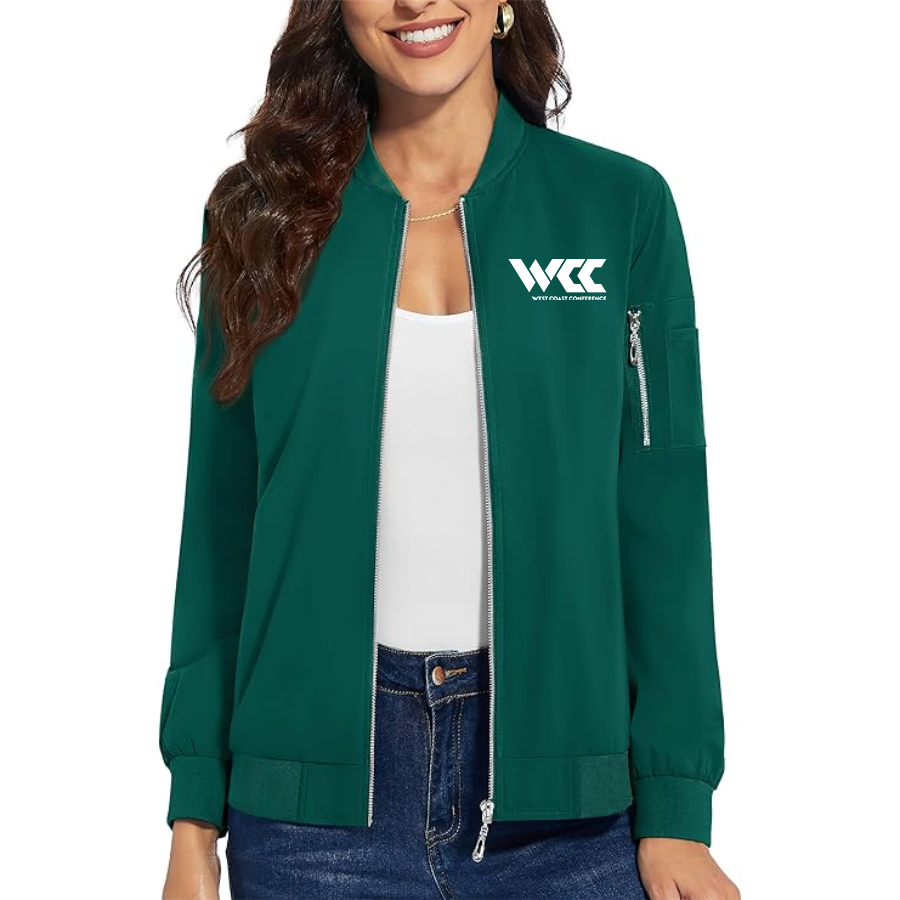 Women's West Coast Conference Premium Bomber Jacket with Polished Detailing and Functional Sleeve Pocket Modern Luxury Outerwear
