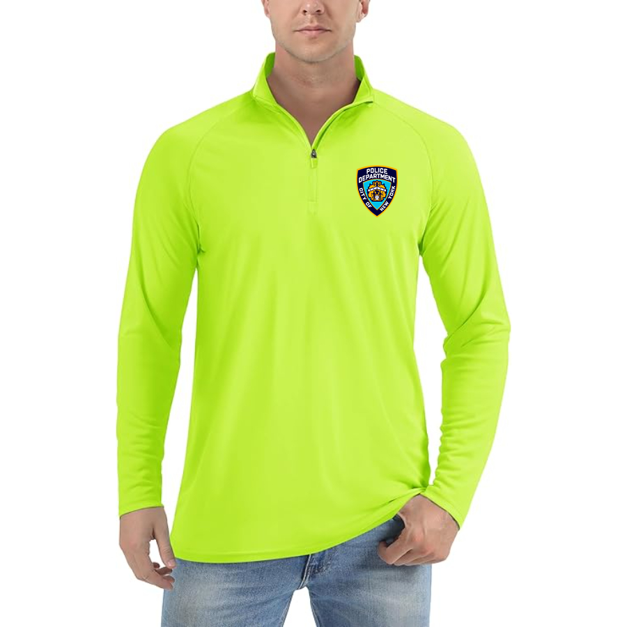 Men's NYPD Lightweight Quarter-Zip Athletic Shirt Long Sleeve Performance Wear