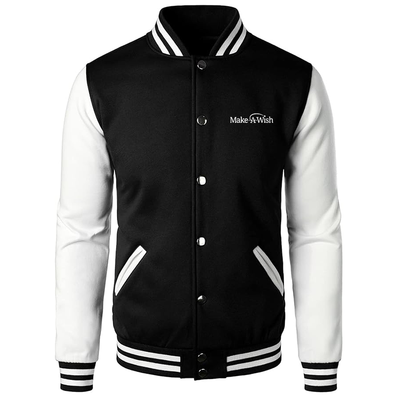 Men's Make-A-Wish  Varsity Baseball Jacket Cotton Blend Letterman Jackets