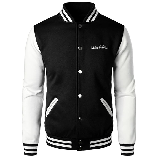 Men's Make-A-Wish  Varsity Baseball Jacket Cotton Blend Letterman Jackets