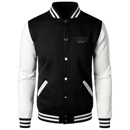 Men's HEINZ Varsity Baseball Jacket Cotton Blend Letterman Jackets
