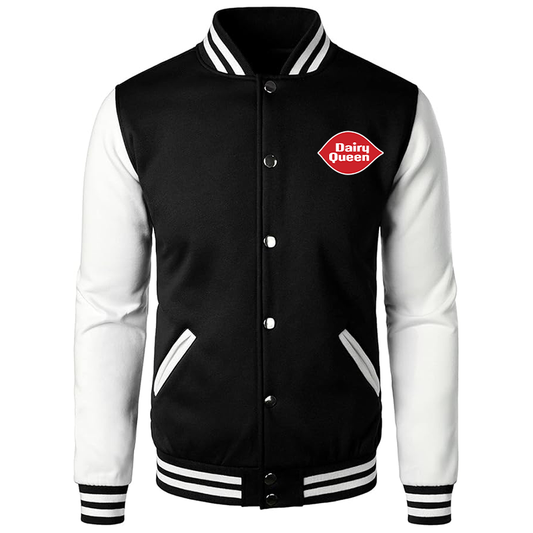 Men's Dairy Queen Varsity Baseball Jacket Cotton Blend Letterman Jackets