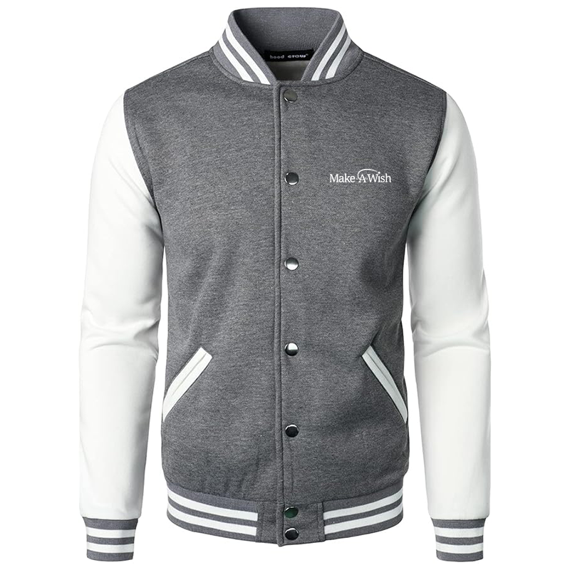 Men's Make-A-Wish  Varsity Baseball Jacket Cotton Blend Letterman Jackets