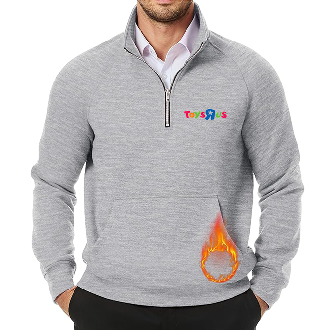 Men's Toys R Us JMIERR  Quarter Zip Pullover Heavy Sweatshirts Warm Fleece Sweatshirt Polo